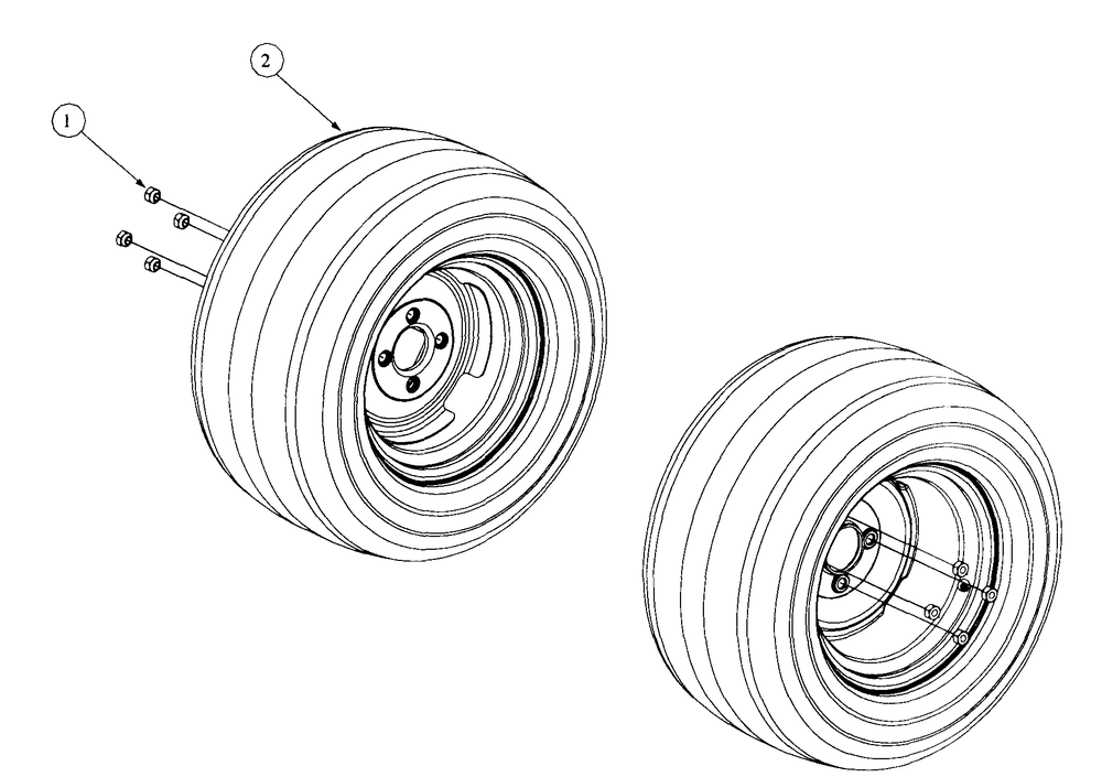 Wheel Assembly Diagram and Parts List for 3654 53AB5B8K100-ZT54 Cub Cadet Lawn Mower